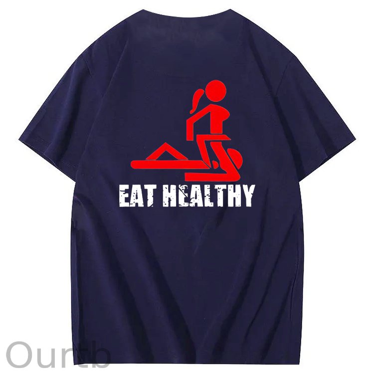 Eat Healthy Pattern  Print 100%Cotton T-Shirt