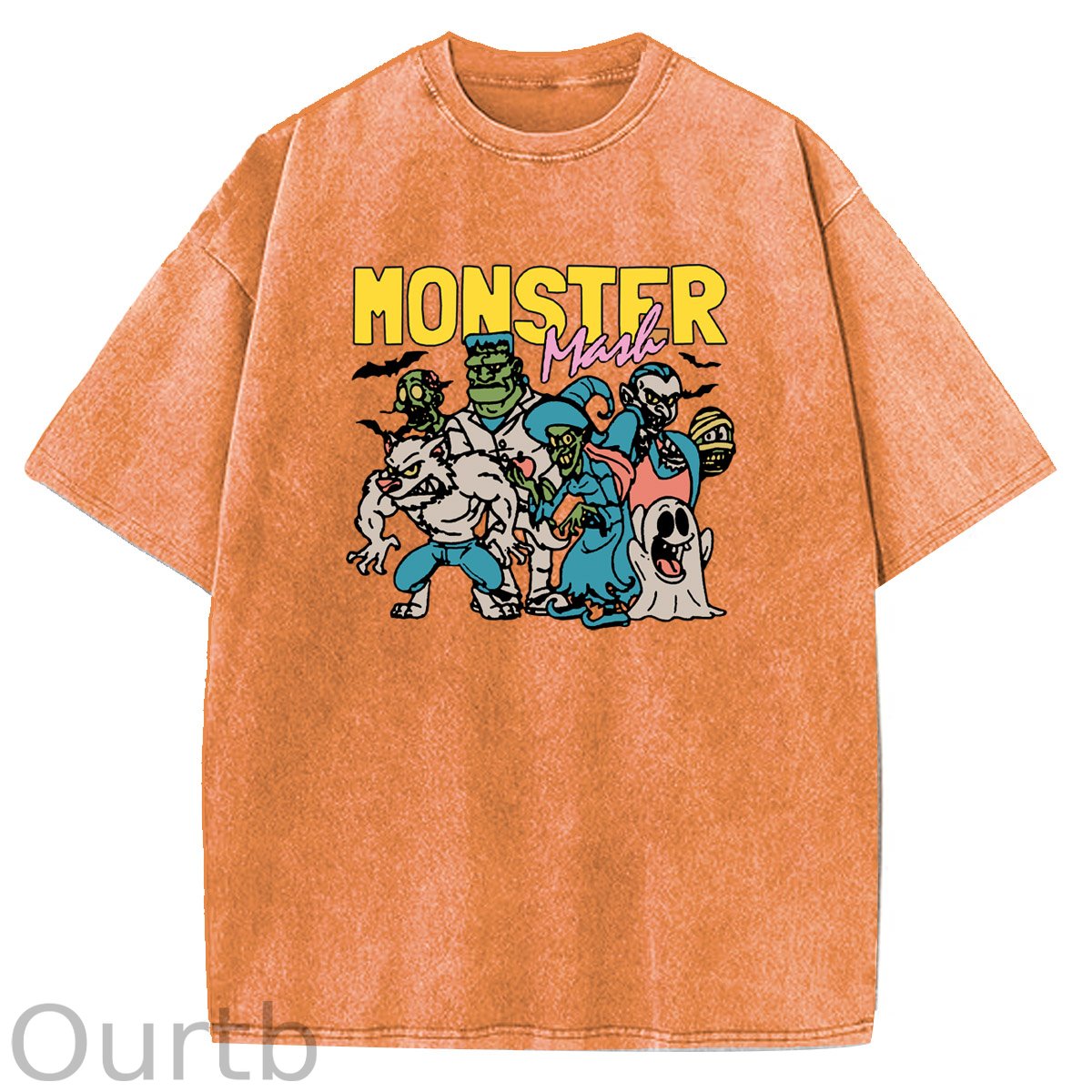 Monster  Washed And Distressed Pattern Crew Neck T-Shirt