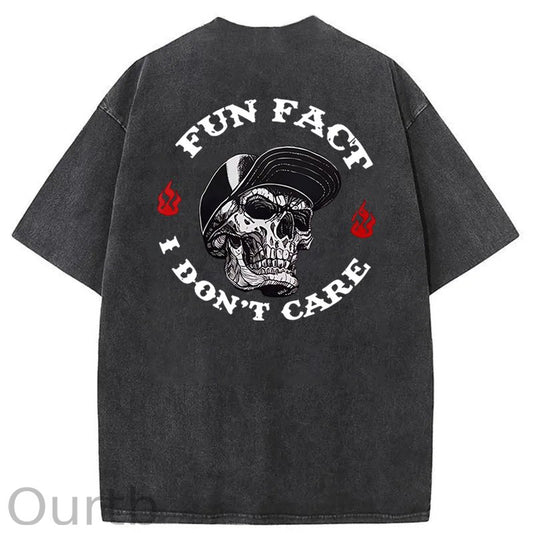 Fun Fact I Don't Care Washed Cotton T-Shirt