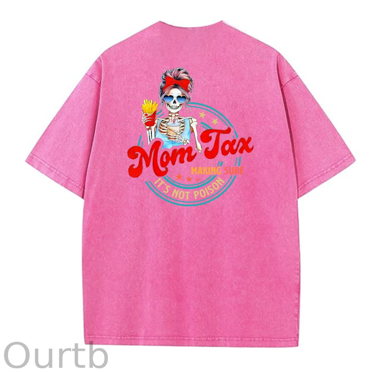 Mom Tax Washed And Distressed Pattern Crew Neck T-Shirt