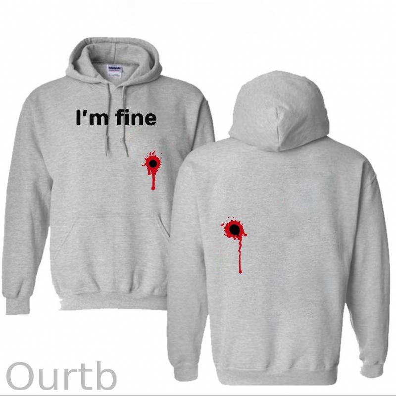 I'm Fine Pattern 100% 300g Cotton Classic Hoodie