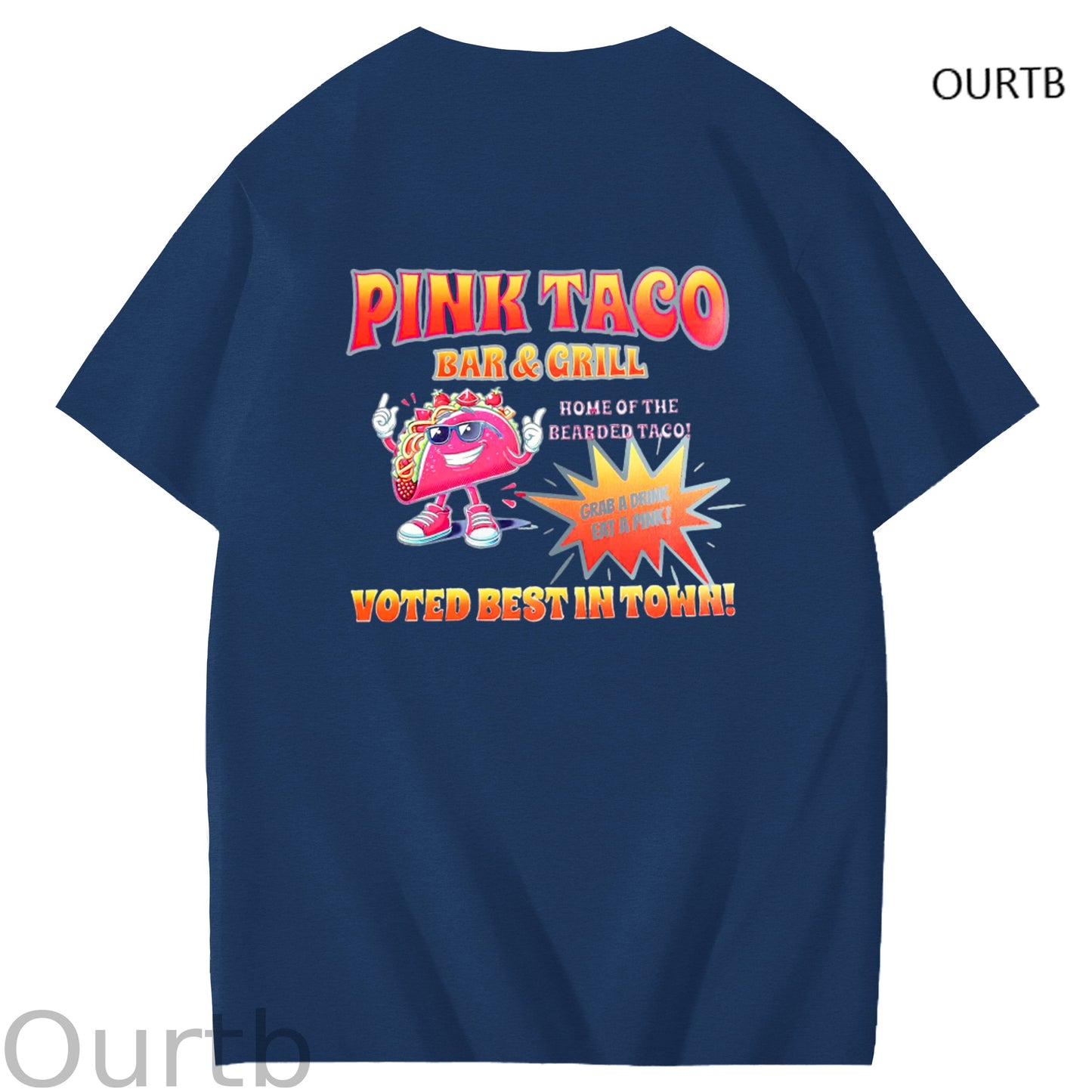 Pink Taco Bar Grill Voted Best In Town Art Pattern Print T-Shirt