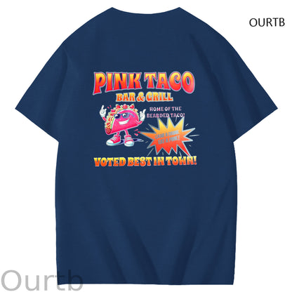 Pink Taco Bar Grill Voted Best In Town Art Pattern Print T-Shirt