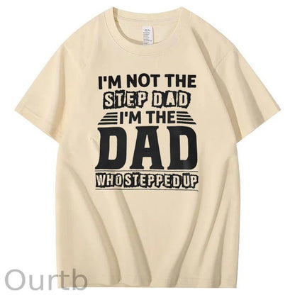 Not Step Dad Pattern Print Crew Neck T-Shirt