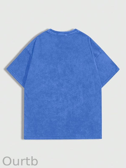 Men's Cross & Letter Print Round Neck Tee, Casual Street Short Sleeve T-shirt for Summer, Men's Top for Daily Wear