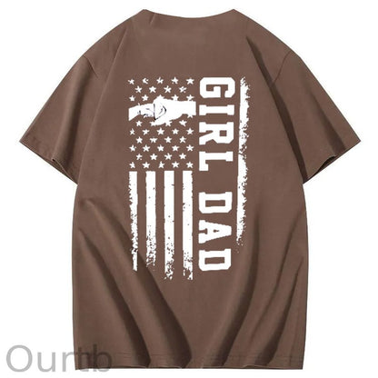 Girl Dad Pattern Print 100%Cotton T-Shirt