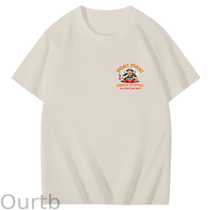 Phat Phuc China Buffet Art Pattern Print T-Shirt