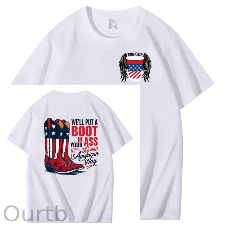 Put A Boot In Your Ass Pattern 100&Cotton Print T-Shirt