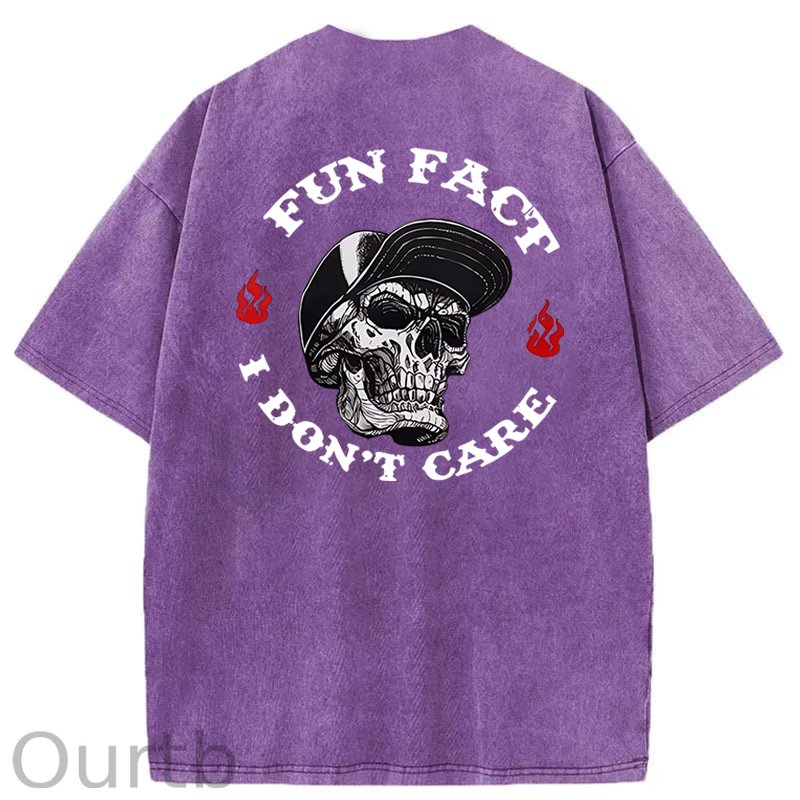 Fun Fact I Don't Care Washed Cotton T-Shirt
