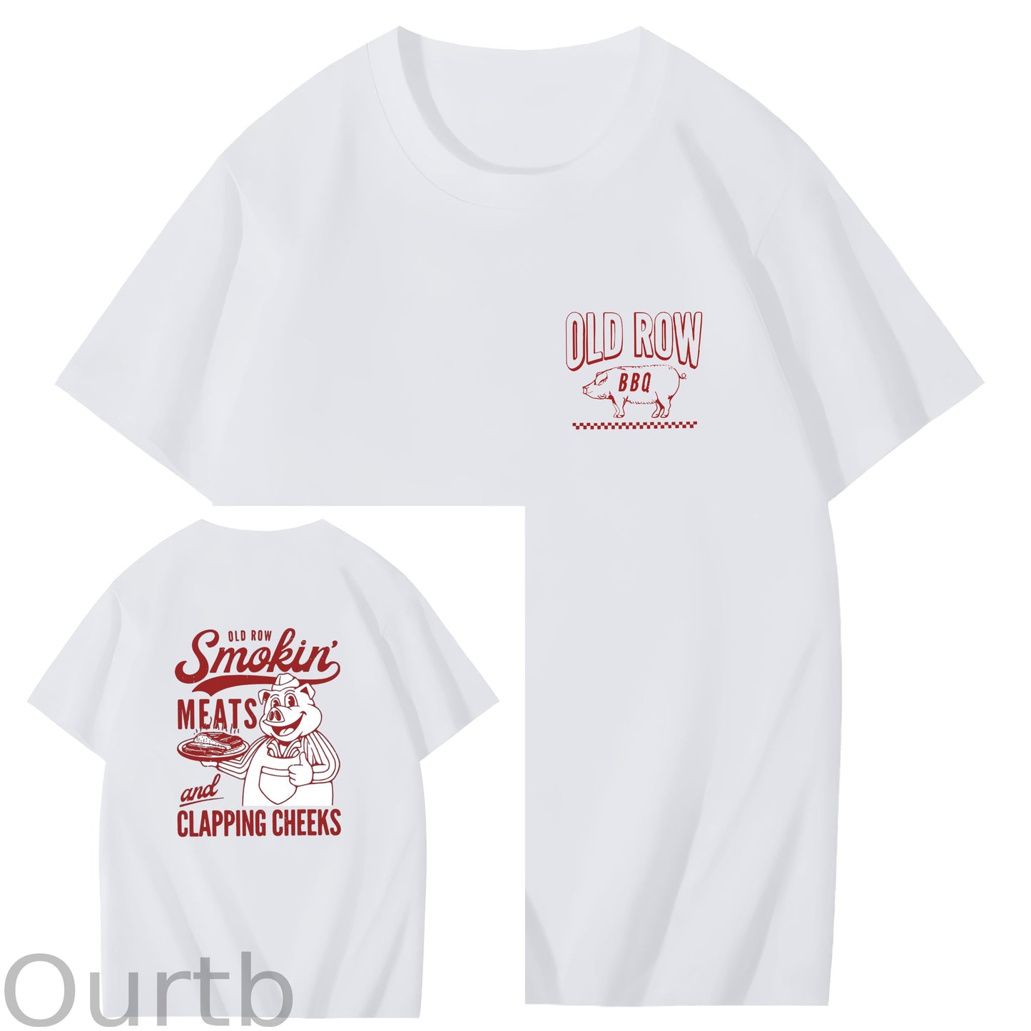 Old Row Smokin Meats And Clapping Cheeks Art Pattern Print T-Shirt