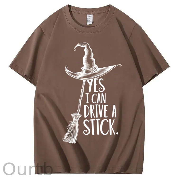 Yes I Can Drive a Stick 100% Cotton Witch T-Shirt