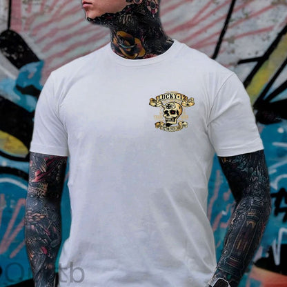 LUCKY THIRTEEN Skull Black Print T-shirt