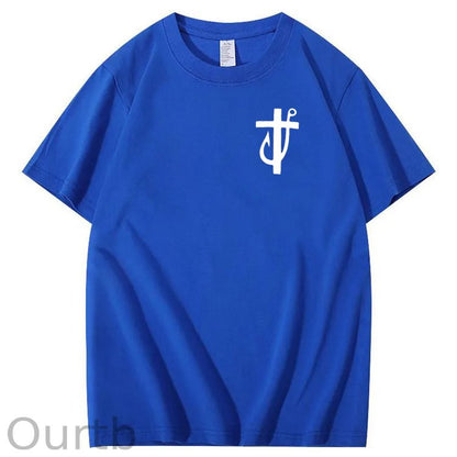 Jesus Made Me A Fisherman Pattern Print 100%Cotton T-Shirt