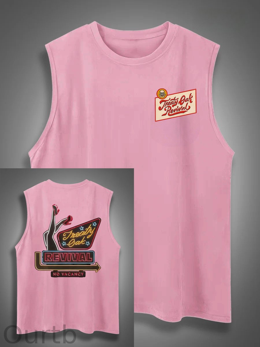 Treaty Oak Revival Print Cotton Sleeveless Tank Tops