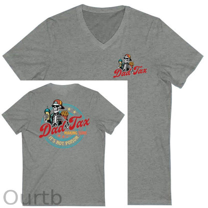 Dad Tax Pattern Print 100%Cotton V Neck T-Shirt