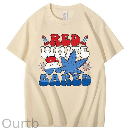 Red White & Baked Print 100% Cotton T-Shirt
