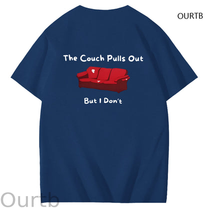 The Couch Pulls Out But I Don't Funny Adult Art Pattern Print T-Shirt