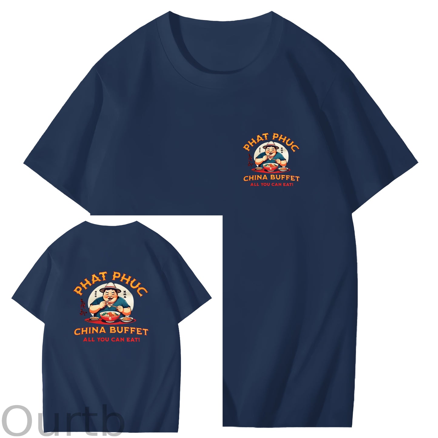 Phat Phuc China Buffet Art Pattern Print T-Shirt