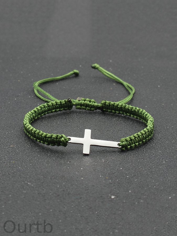 Simple Stainless Steel Cross Braided Bracelet