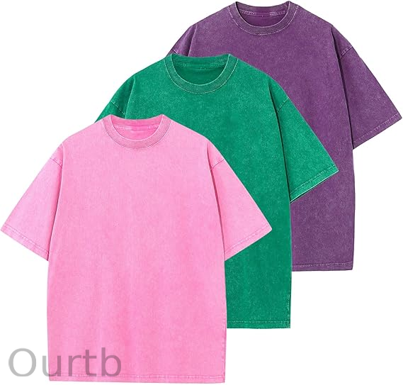 Men's Cotton T-Shirts Oversized Unisex Short Sleeves Casual Loose Wash Solid Basic Tee Tops
