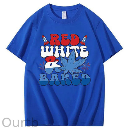 Red White & Baked Print 100% Cotton T-Shirt