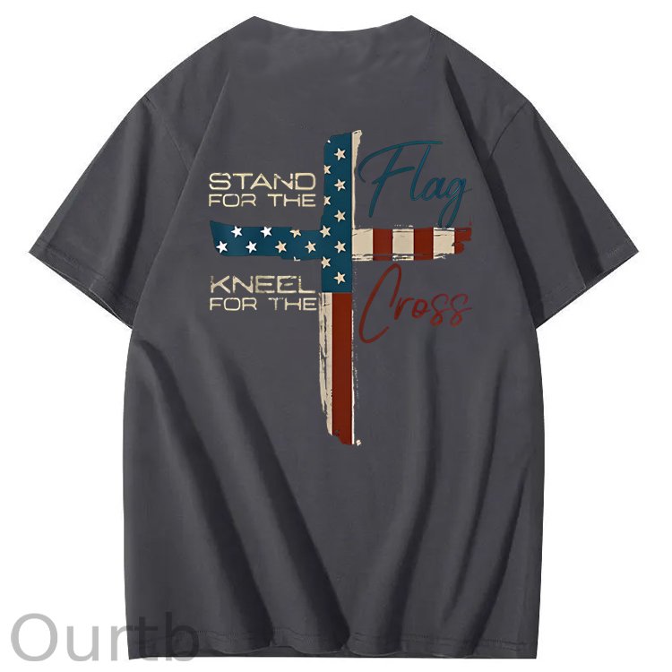 Stand For The Flag Kneel For The Cross 4th Of July T-Shirt