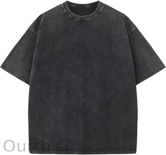 Men's Cotton T-Shirts Oversized Unisex Short Sleeves Casual Loose Wash Solid Basic Tee Tops