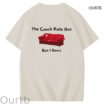 The Couch Pulls Out But I Don't Funny Adult Art Pattern Print T-Shirt
