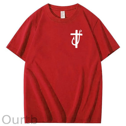 Jesus Made Me A Fisherman Pattern Print 100%Cotton T-Shirt