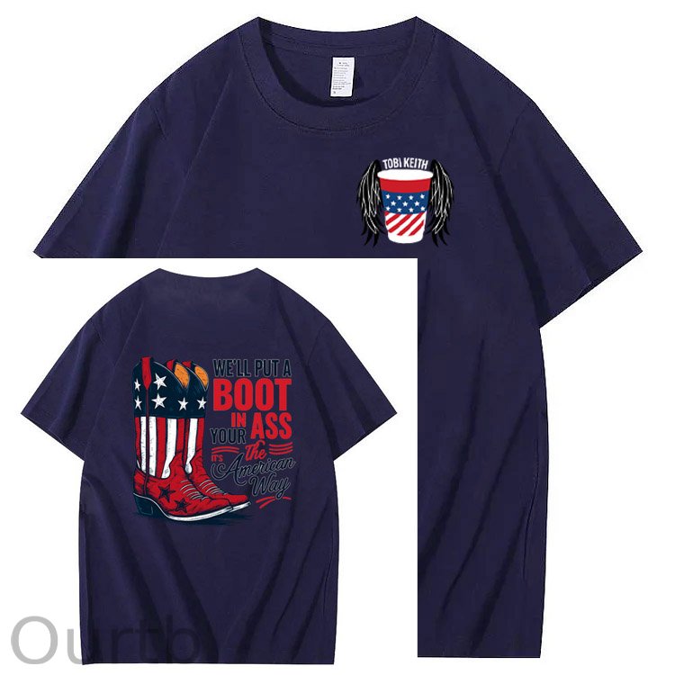 Put A Boot In Your Ass Pattern 100&Cotton Print T-Shirt