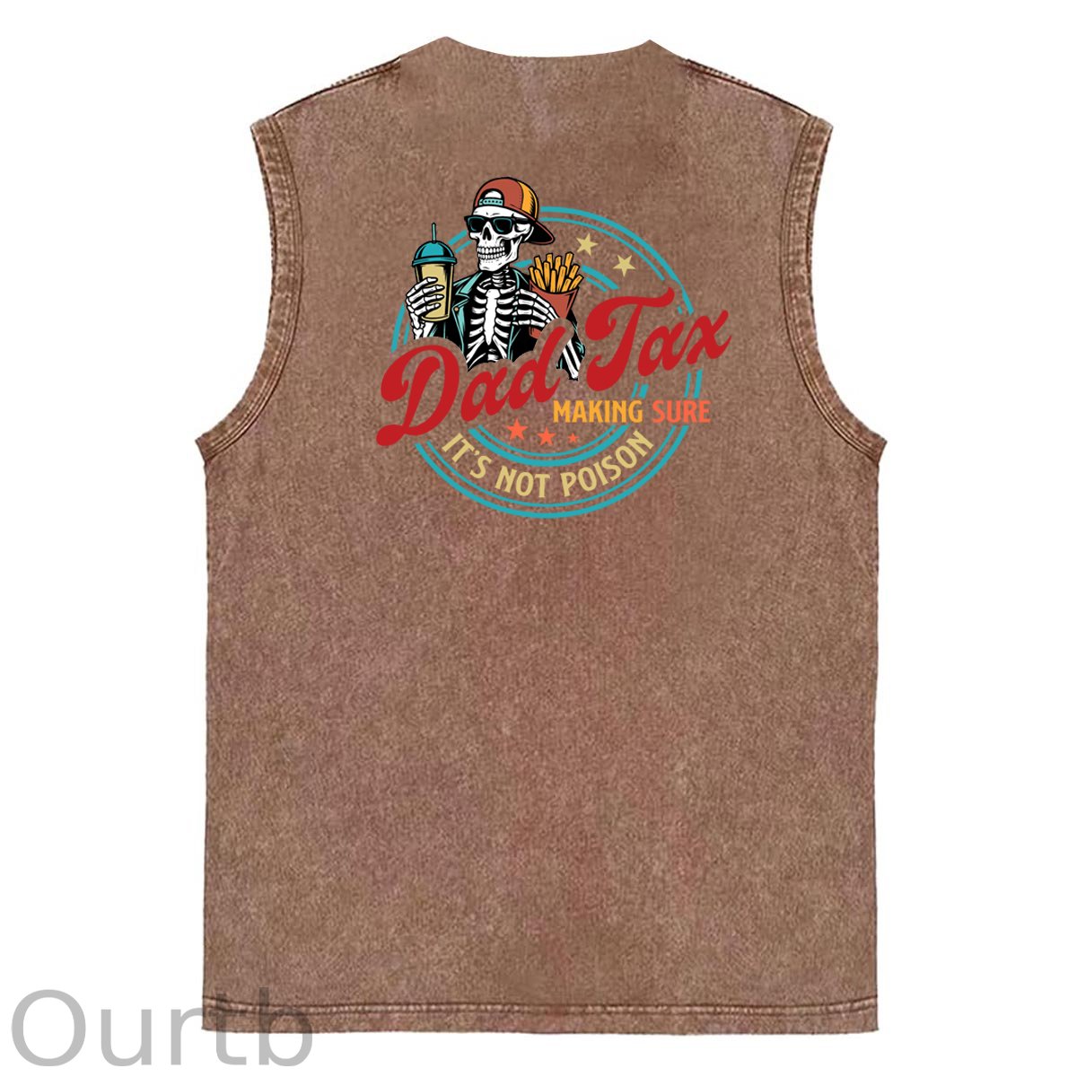 Dad Tax Pattern Sleeveless Cotton Washed Printed Loose Vest