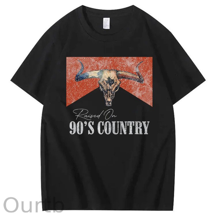 Raised On 90's Country Print 100% Cotton T-Shirt
