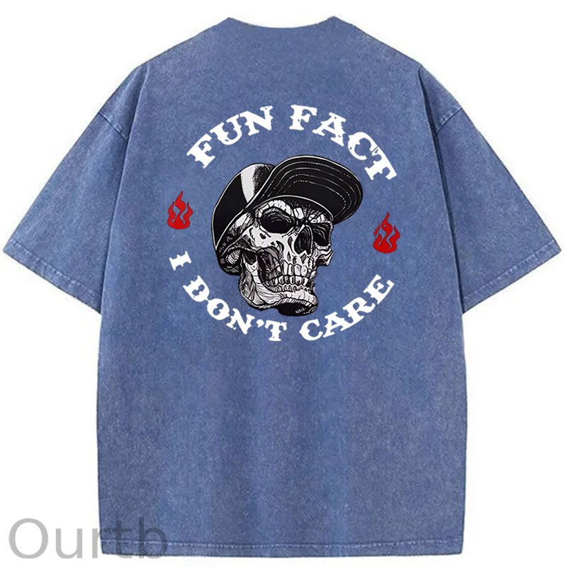 Fun Fact I Don't Care Washed Cotton T-Shirt