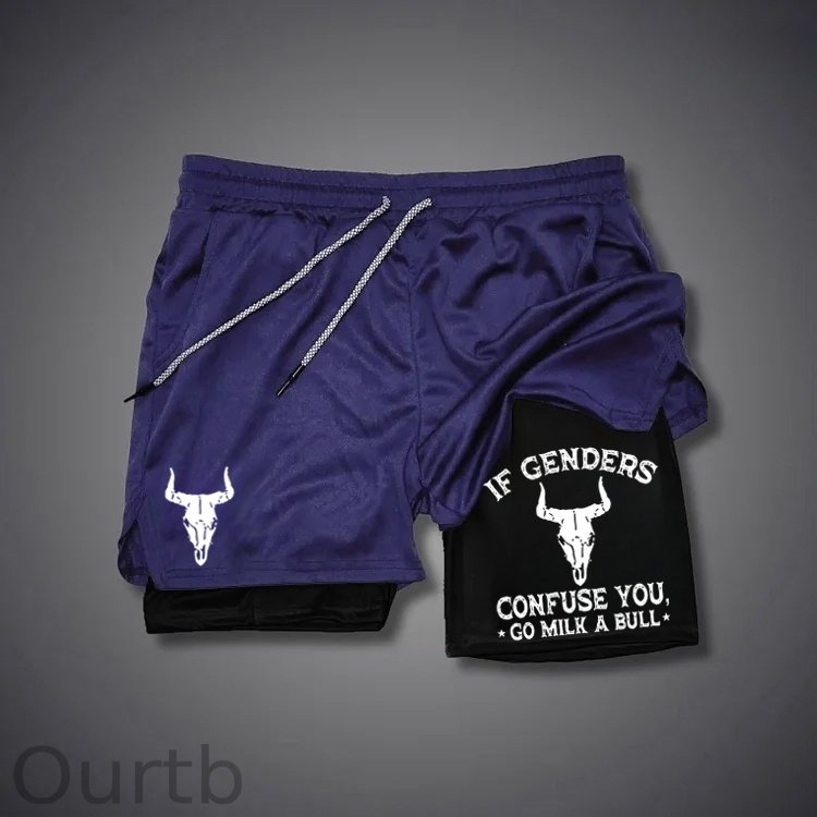 If Genders Confuse You Go Milk A Bull Print Shorts Pants