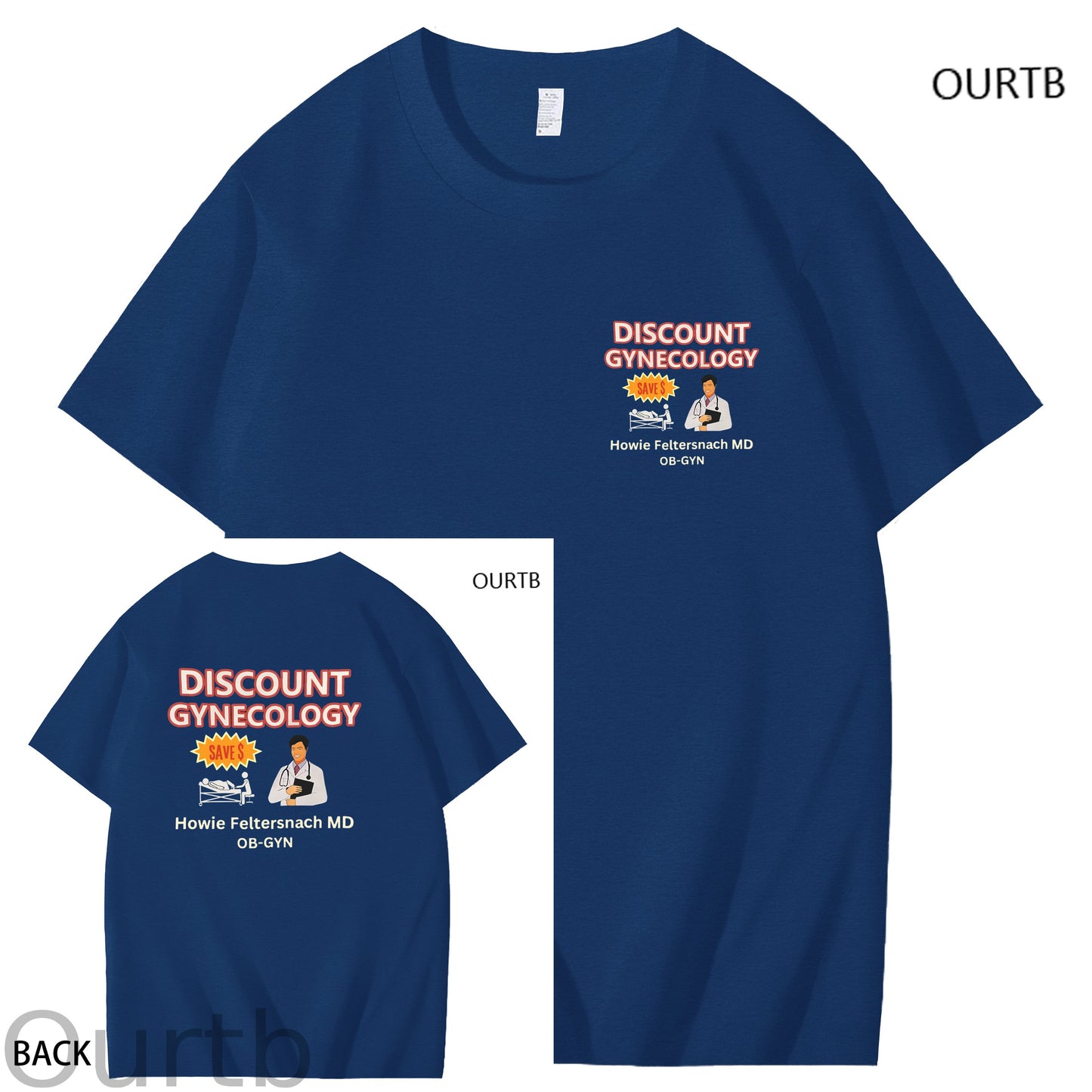 Discount Gynecology Howie Feltersnach MD OB-GYN Art Pattern Print T-Shirt