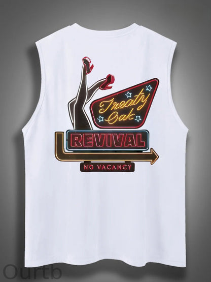 Treaty Oak Revival Print Cotton Sleeveless Tank Tops