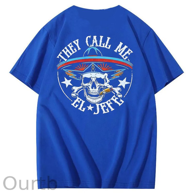 They Call Me El Jefe Pattern 100&Cotton Print T-Shirt