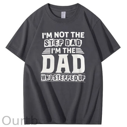 Not Step Dad Pattern Print Crew Neck T-Shirt