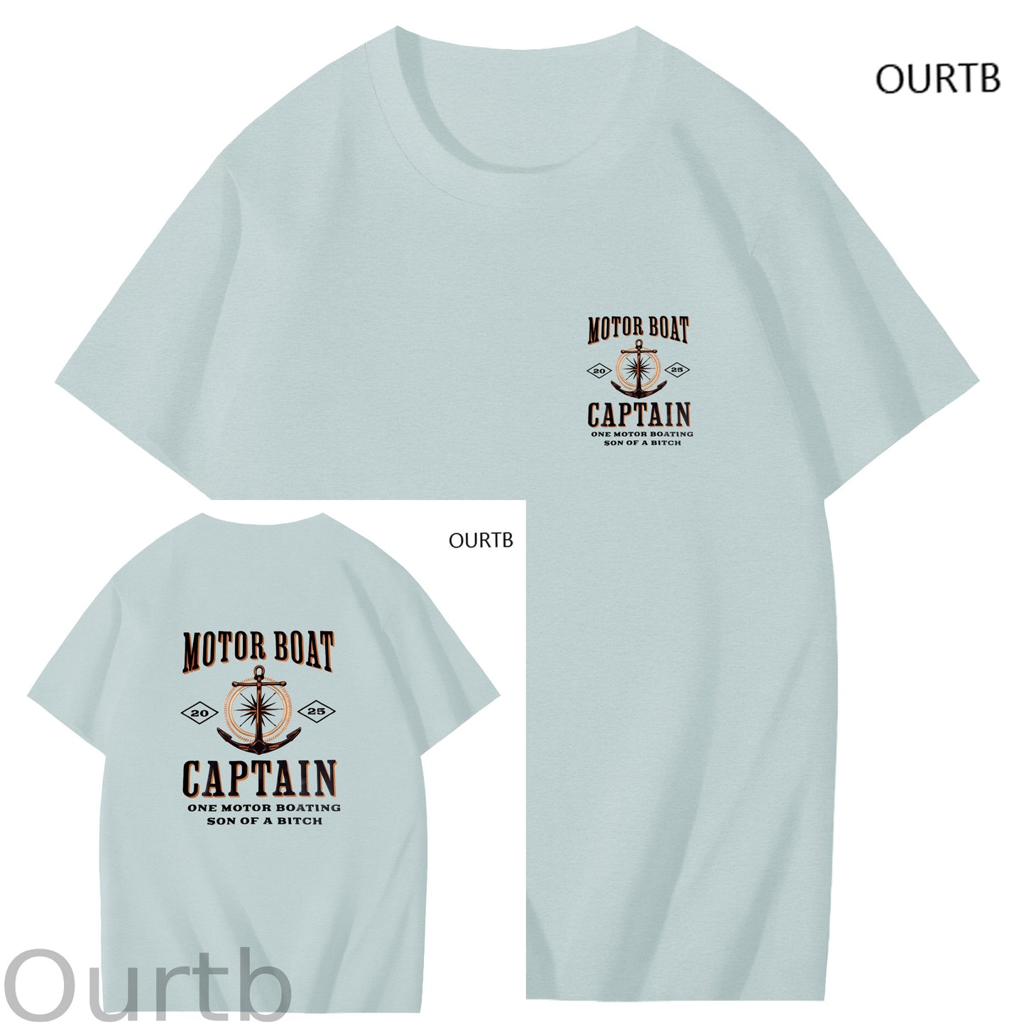 Moter Boat Captain One Motor Boating Son Of A Funny Art Pattern Print T-Shirt