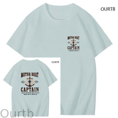Moter Boat Captain One Motor Boating Son Of A Funny Art Pattern Print T-Shirt