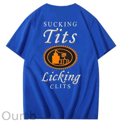 Sucking Tits Licking Clits  Pattern  Print 100%Cotton T-Shirt