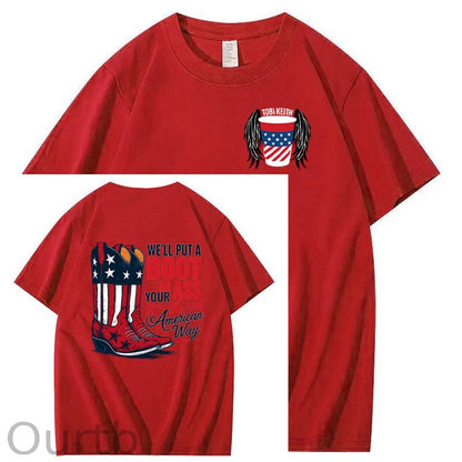 Put A Boot In Your Ass Pattern 100&Cotton Print T-Shirt