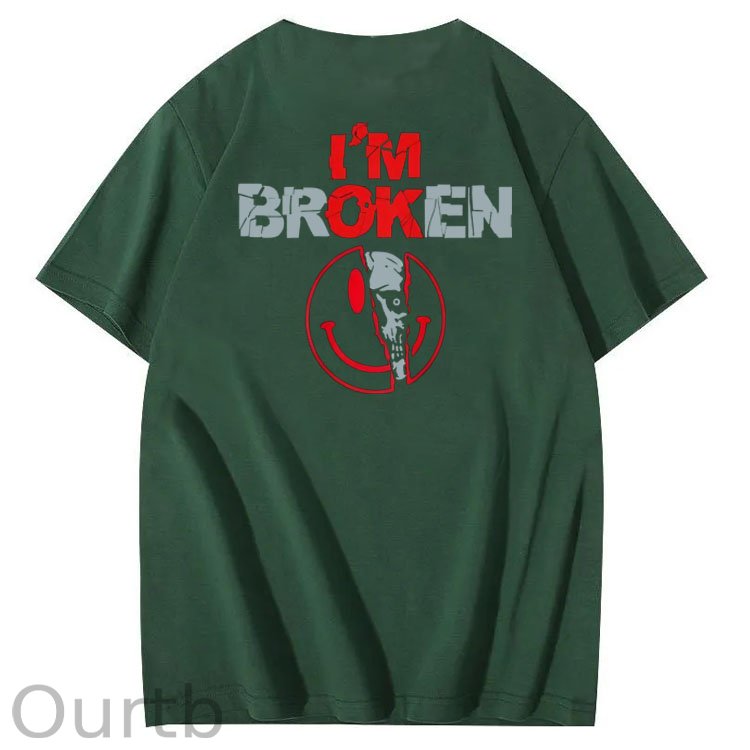 I'm Broken Skull Smile Pattern 100% Cotton T-Shirt