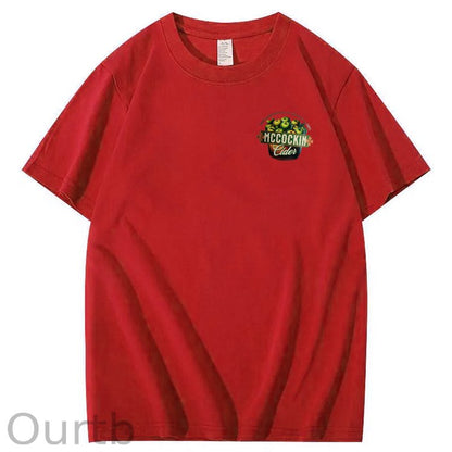 Mccuckin Cider Print Pattern Crew Neck T-Shirt