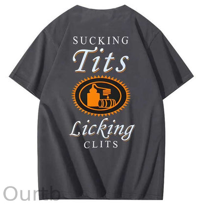 Sucking Tits Licking Clits  Pattern  Print 100%Cotton T-Shirt