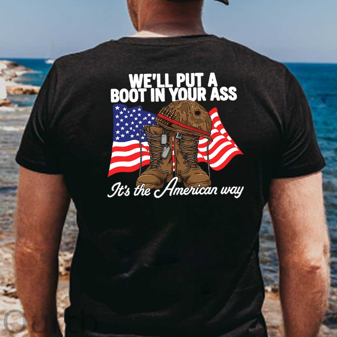 We'll Put A Boot In Your Ass  Pattern Print 100%Cotton T-Shirt