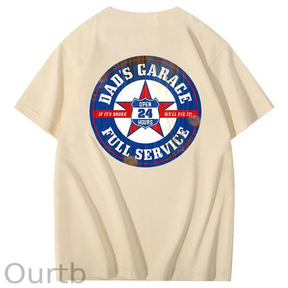 Dad's Garage Full Service If It's Broke We'll Fix It Printed Men's T-shirt