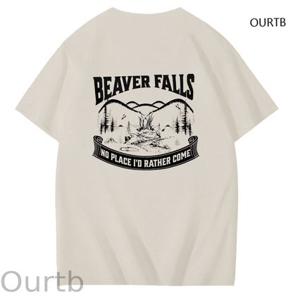 Beaver Falls No Place I'd Rather Come Funny Adoult Art Pattern Print T-Shirt