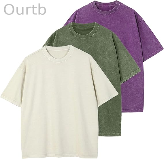 Men's Cotton T-Shirts Oversized Unisex Short Sleeves Casual Loose Wash Solid Basic Tee Tops