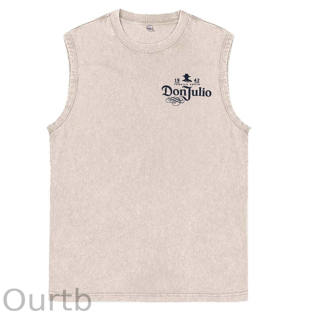 70th Anniversary Pattern Sleeveless Cotton Washed Printed Loose Vest